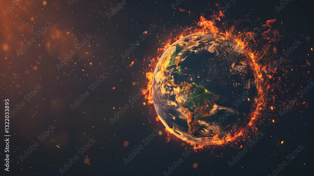 Obraz premium A planet with a fire on it
