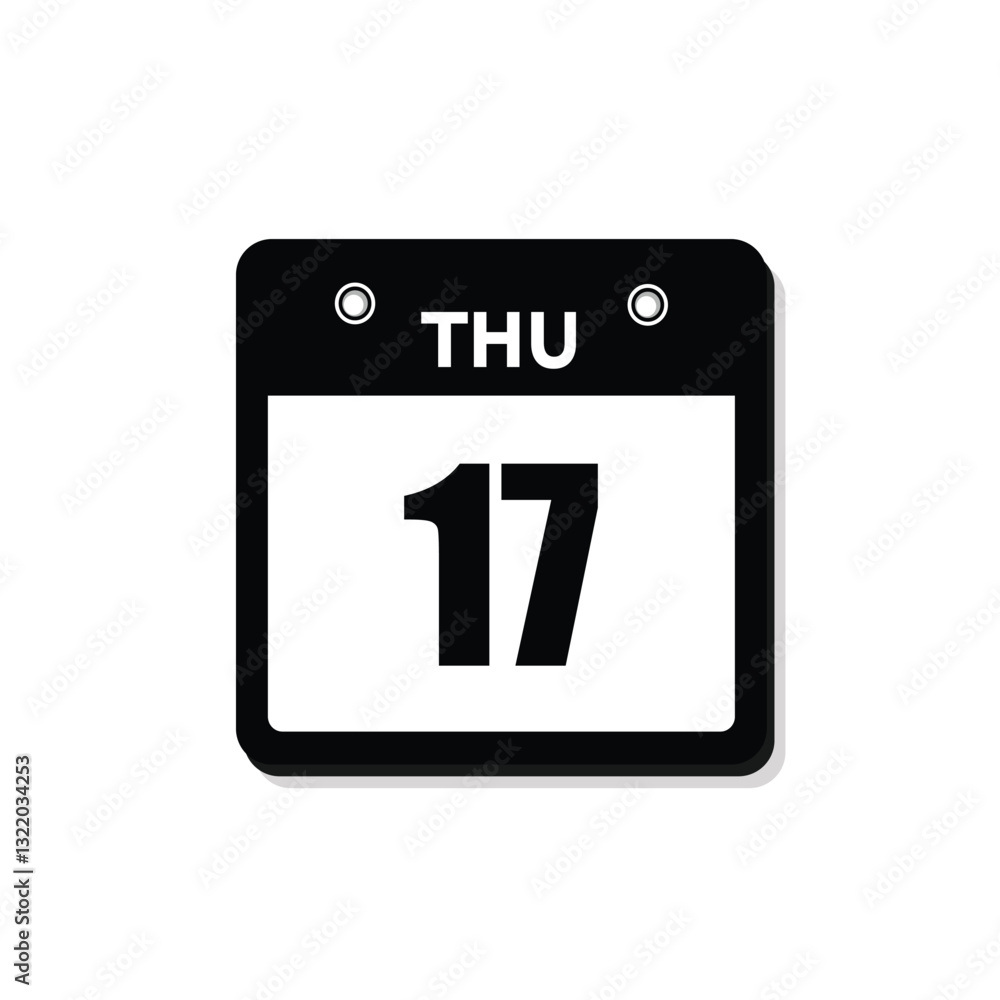 calender icon, 17 thursday icon with white background calender icon, 17 thursday icon with white background