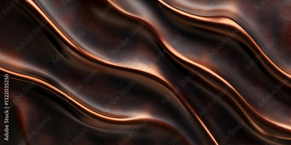 Fototapeta premium A mesmerizing abstract 3D artwork featuring smooth, flowing metallic bronze waves with a rich texture and glossy finish. Perfect for luxury designs, branding, and digital art projects.