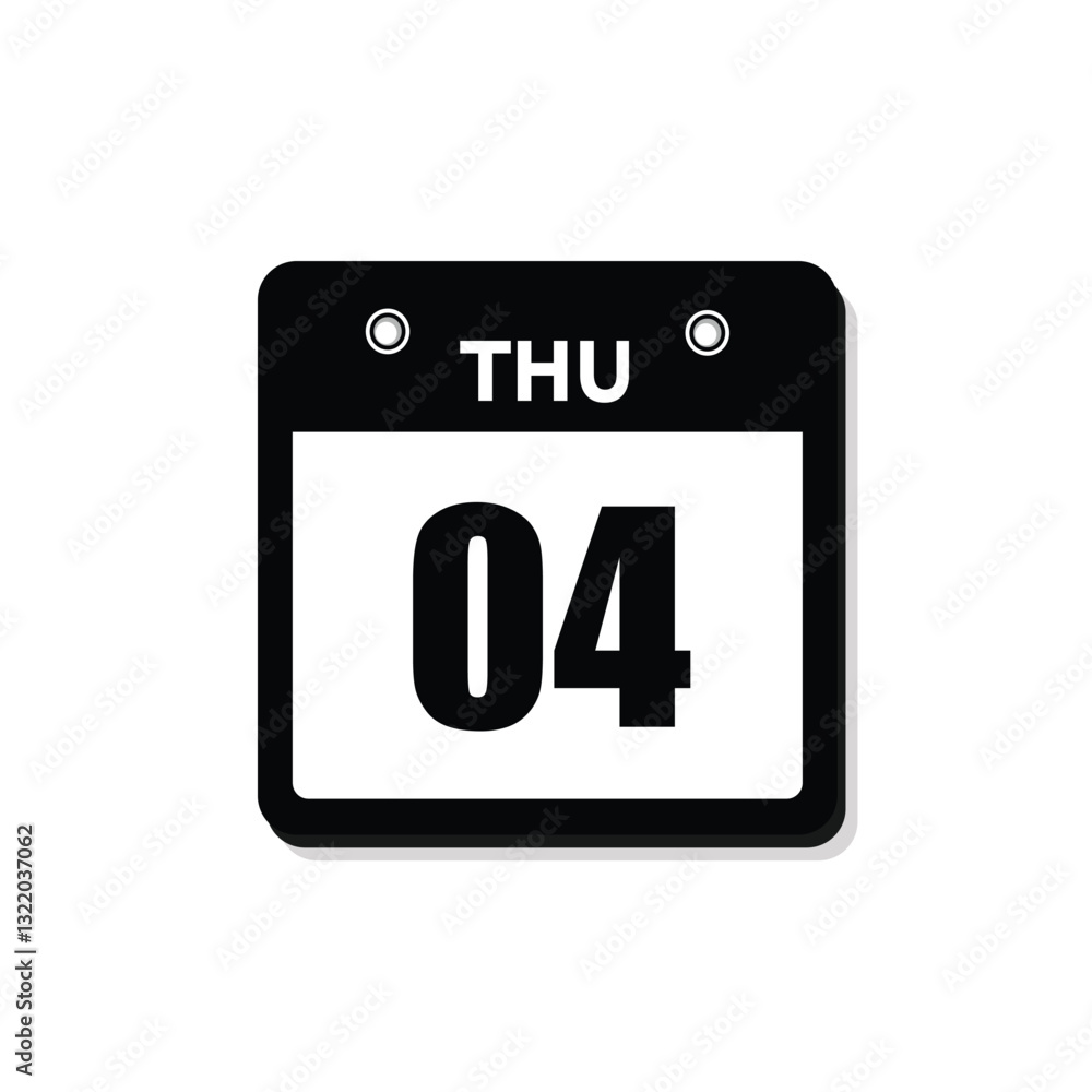 calender icon, 04 thursday icon with white background calender icon, 04 thursday icon with white background