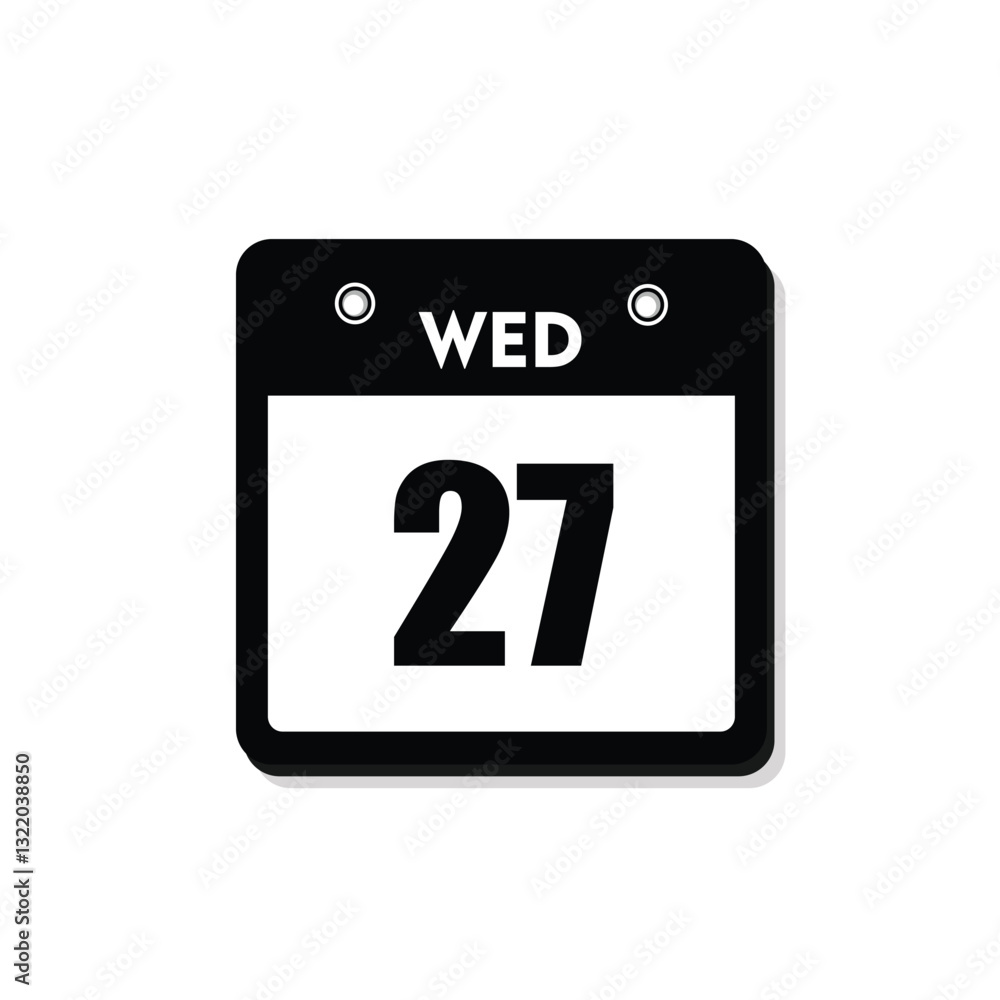 calender icon, 27 wednesday icon with white background calender icon, 27 wednesday icon with white background