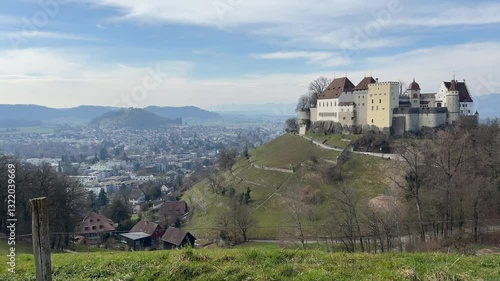 Lezburg, Switzerland - Schloss Lenzburg castle located in kanton Aargau, medieval castle on a hill