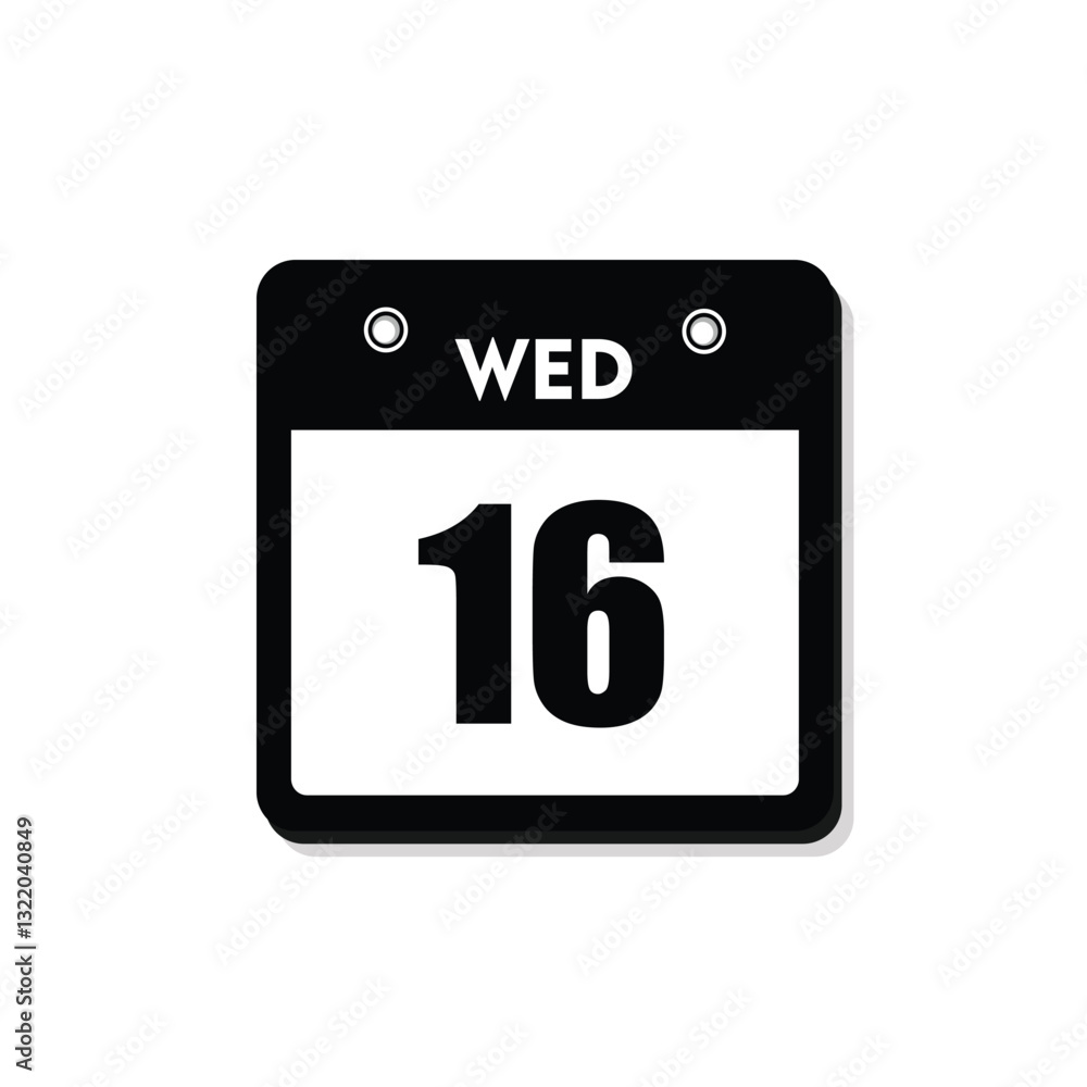 calender icon, 16 wednesday icon with white background calender icon, 16 wednesday icon with white background