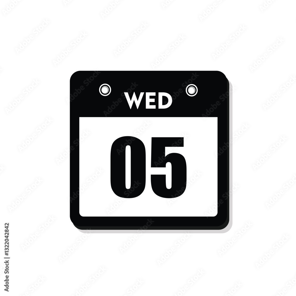 calender icon, 05 wednesday icon with white background calender icon, 05 wednesday icon with white background
