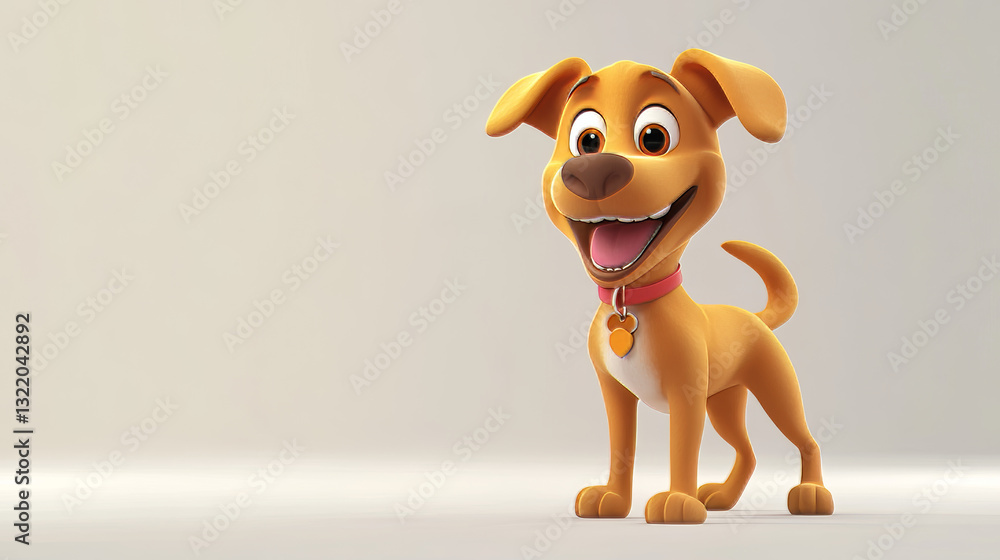 Cartoon dog wagging its tail, smiling, and looking happy, isolated on white background, suitable for childrens books or pet related projects Cartoon dog wagging its tail, smiling, and looking happy, isolated on white background, suitable for childrens books or pet related projects