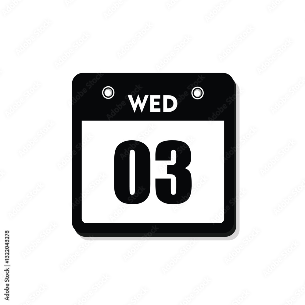 calender icon, 03 wednesday icon with white background calender icon, 03 wednesday icon with white background