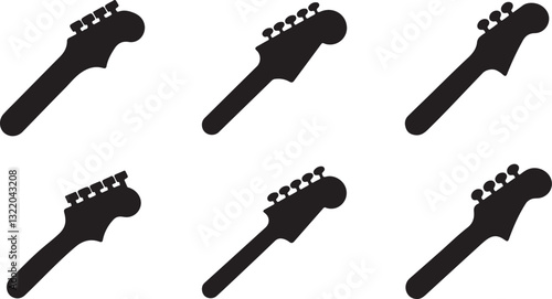 Guitars headstock icon silhouettes