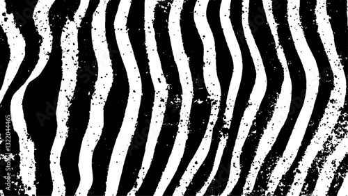 Texture with plain black and white zebra pattern, Black and white wavy stripes.  Abstract background. abstract graffiti shape in black and white, aligned with viewer’s perspective.