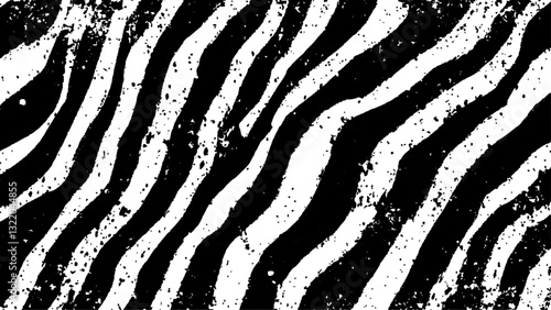 Texture with plain black and white zebra pattern, Black and white wavy stripes.  Abstract background. abstract graffiti shape in black and white, aligned with viewer’s perspective.