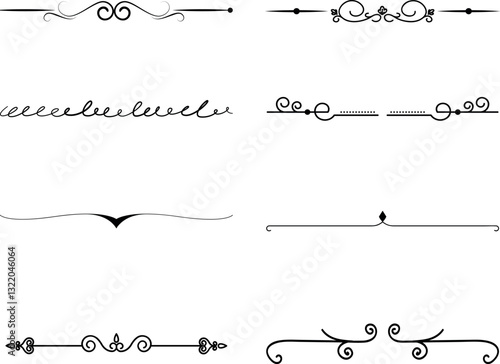 Divider separator hand drawing minimalist ornamental line drawing set