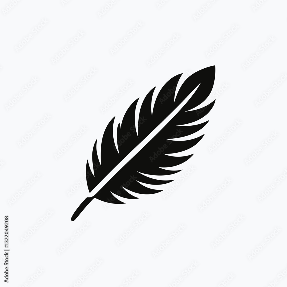Fototapeta premium Goose Feather silhouette in black on a white background