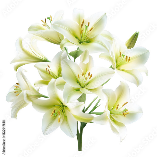 Pure Grace: An elegant bouquet of radiant white lilies, the epitome of purity and serenity, arranged against a timeless backdrop.