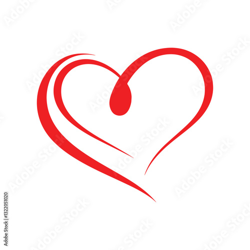Minimalist Red Heart Line Art Logo, Romantic Love Symbol, Elegant Heart Design