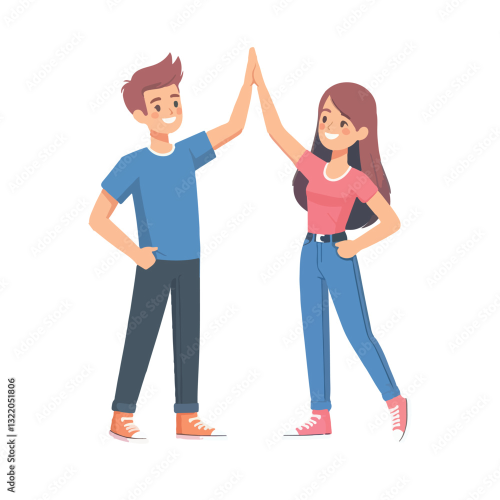 Fototapeta premium vector young man standing and jumping happily