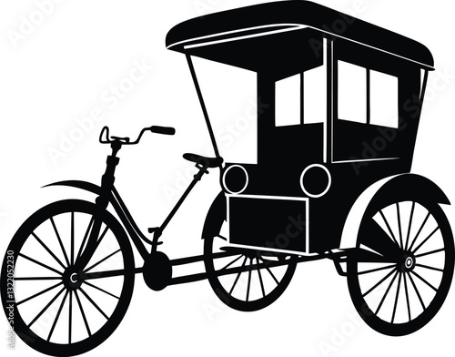 Old rickshaw silhouette,Rickshaw vector illustration