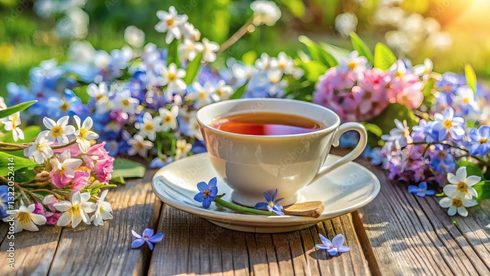Teacup with Spring Flowers Teacup with Spring Flowers