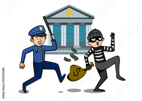 Ilustración de una persecución policial