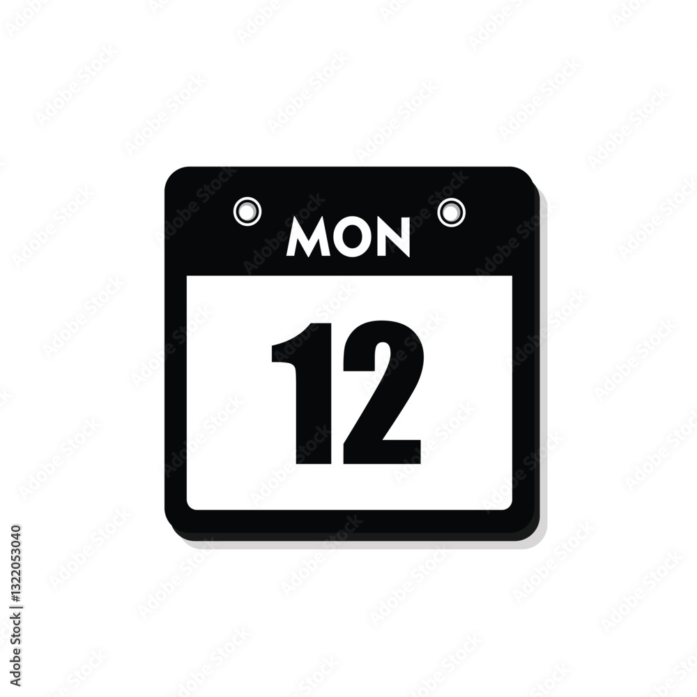 calender icon, 12 monday icon with white background calender icon, 12 monday icon with white background