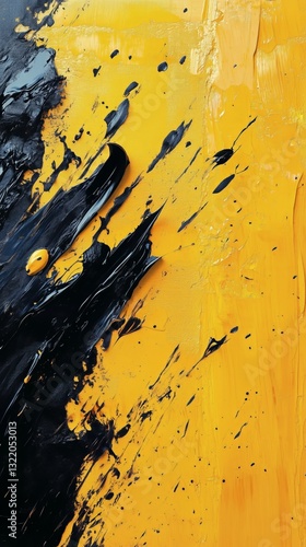 Abstract Silhouette Artwork on Vibrant Yellow Background Showcasing Dynamic B...