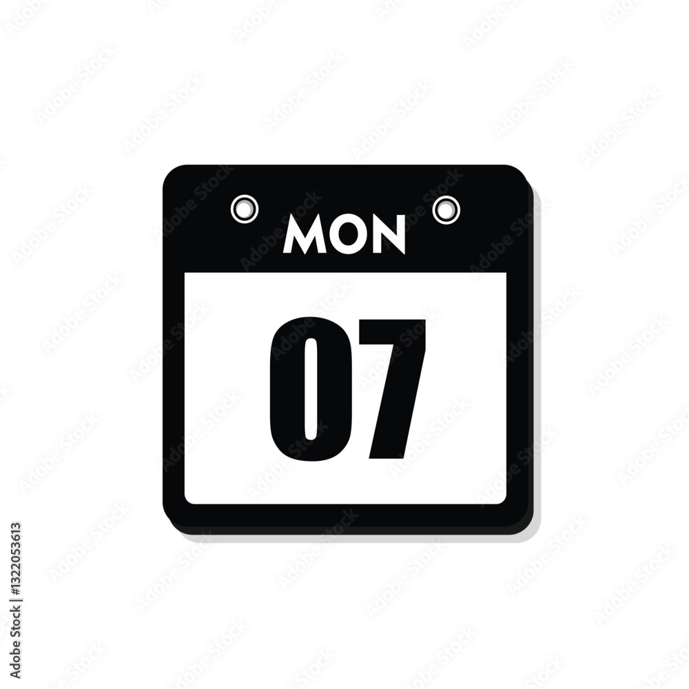 calender icon, 07 monday icon with white background calender icon, 07 monday icon with white background
