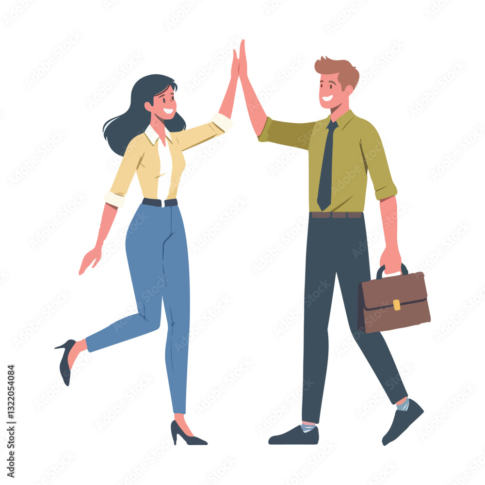 Fototapeta premium vector young man standing and jumping happily