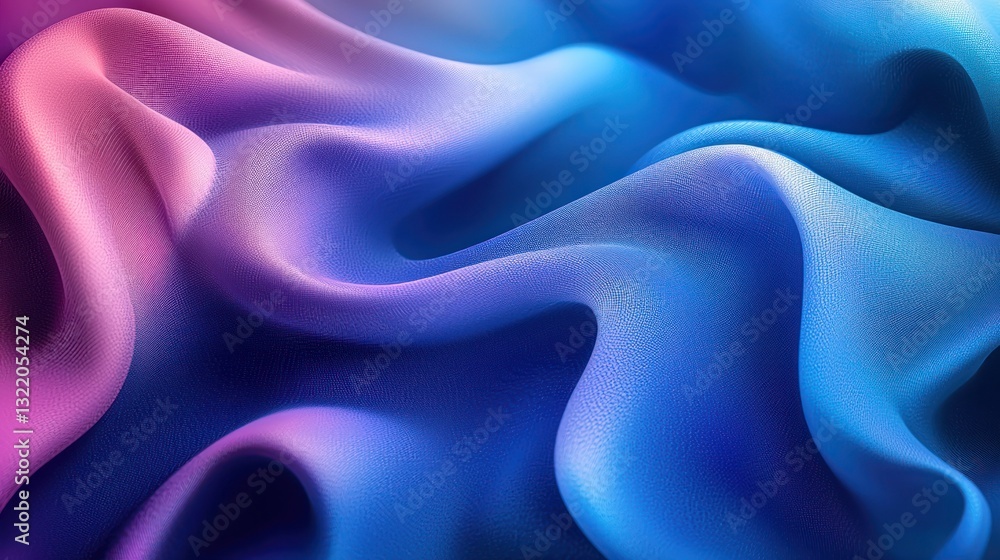 Obraz premium Abstract fabric waves smooth, flowing textures in blue, purple, and pink hues