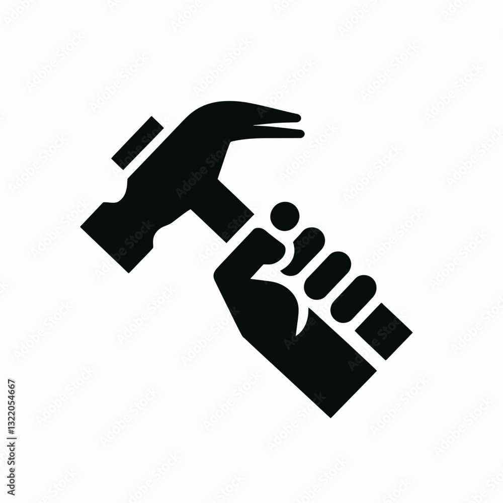 Hammer Head silhouette in black on a white background Hammer Head silhouette in black on a white background