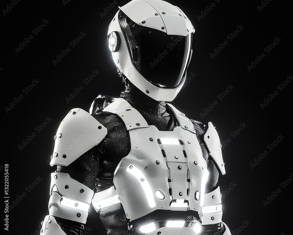 Fototapeta premium Futuristic Robot Character with High-Tech Armor and Sleek Design