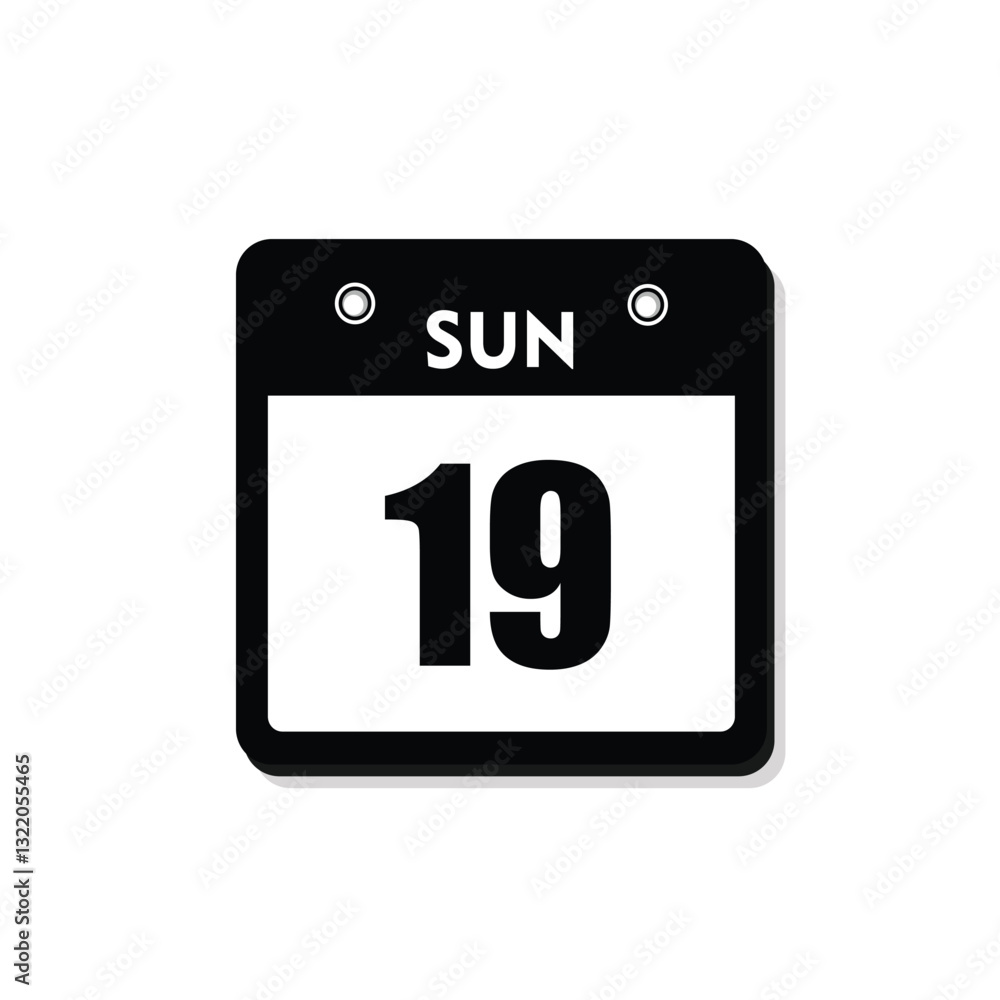 calender icon, 19 sunday icon with white background calender icon, 19 sunday icon with white background
