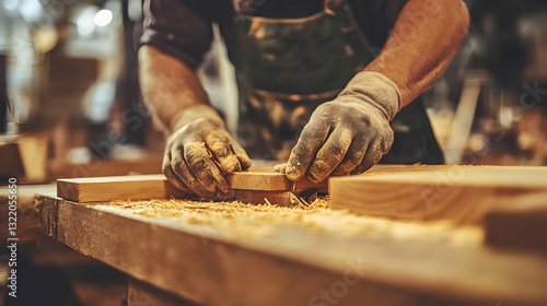 Skilled carpenters crafting high-quality wooden furniture in a workshop photo