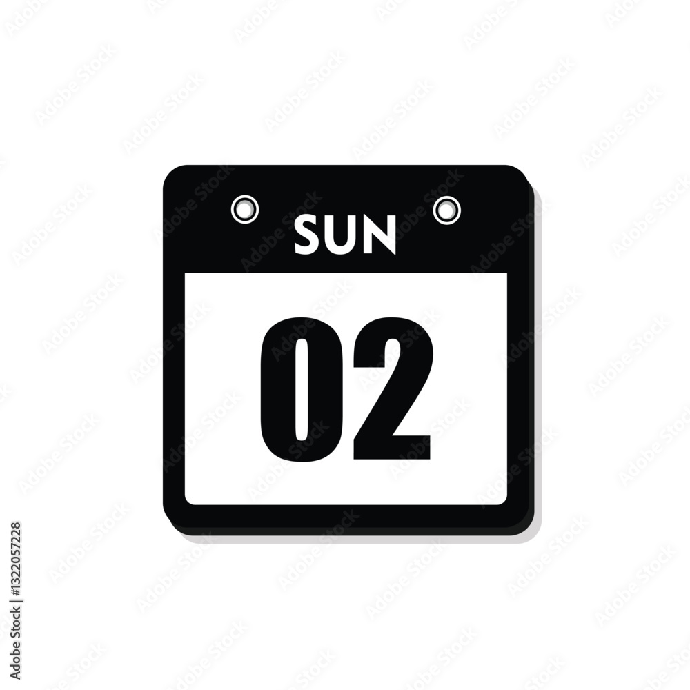 calender icon, 02 sunday icon with white background calender icon, 02 sunday icon with white background