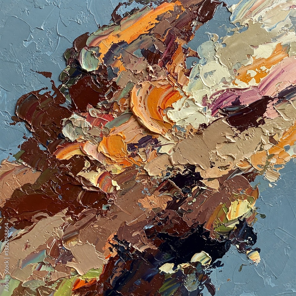 Fototapeta premium Abstract Expressionist Painting: Thick Textured Brushstrokes & Vivid Color Explosion abstract art, creative artwork, color explosion, gestural painting, impasto texture, expressive abstract,contempor