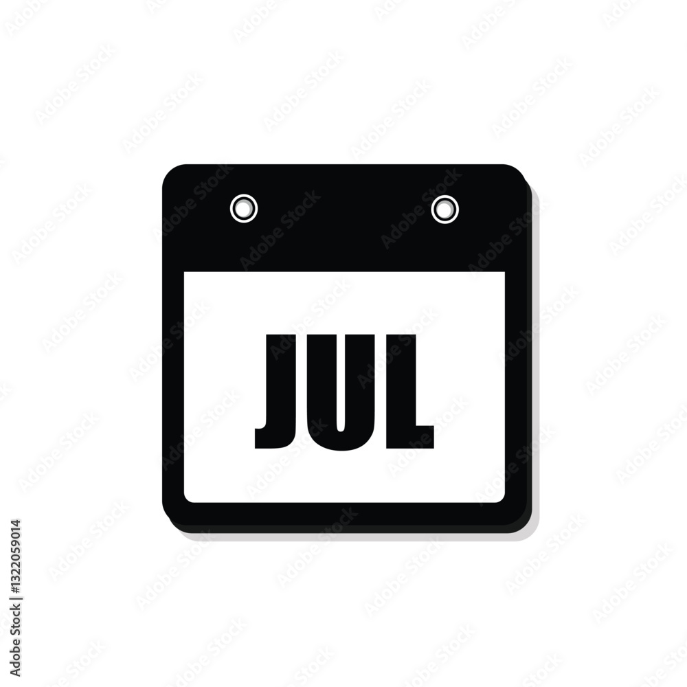calender icon, july icon with white background calender icon, july icon with white background
