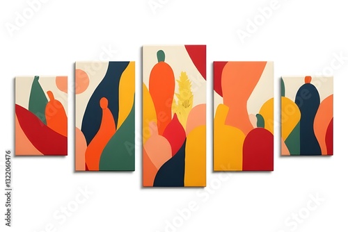 Wallpaper Mural Vibrant Abstract Art Set - Colorful Geometric Shapes on Canvas Torontodigital.ca