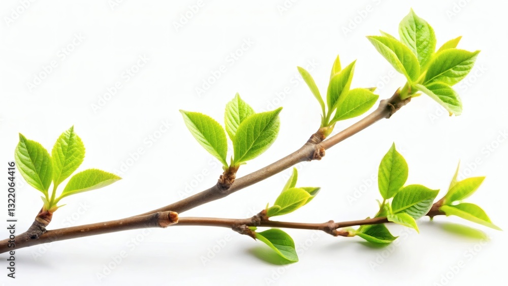 New Spring Growth Branch with Green Leaves New Spring Growth Branch with Green Leaves