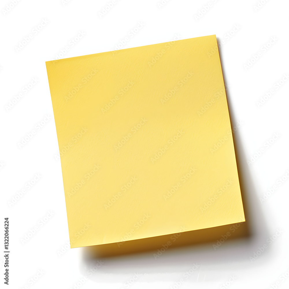 A yellow post it note is on a white background A yellow post it note is on a white background