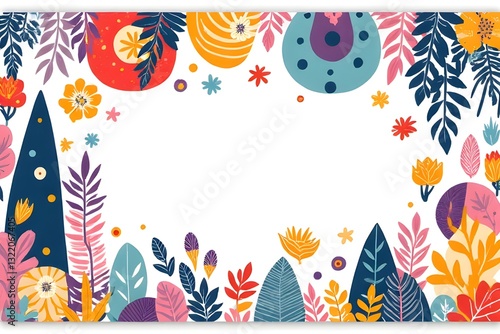 Vibrant Floral and Botanical Border Design for Backgrounds