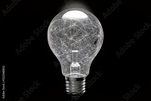 Glowing Light Bulb Surrounded by Decorative String Lights at Night