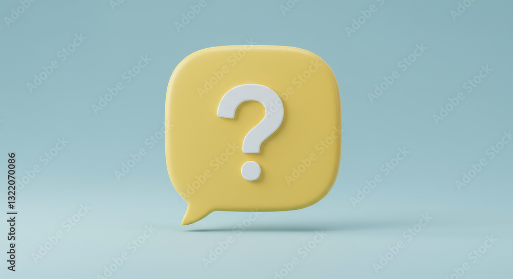 Question Mark Speech Bubble: Find Answers & Solutions! Concept Image for FAQs, Support, Curiosity, and Problem Solving on a Light Blue Background Question Mark Speech Bubble: Find Answers & Solutions! Concept Image for FAQs, Support, Curiosity, and Problem Solving on a Light Blue Background