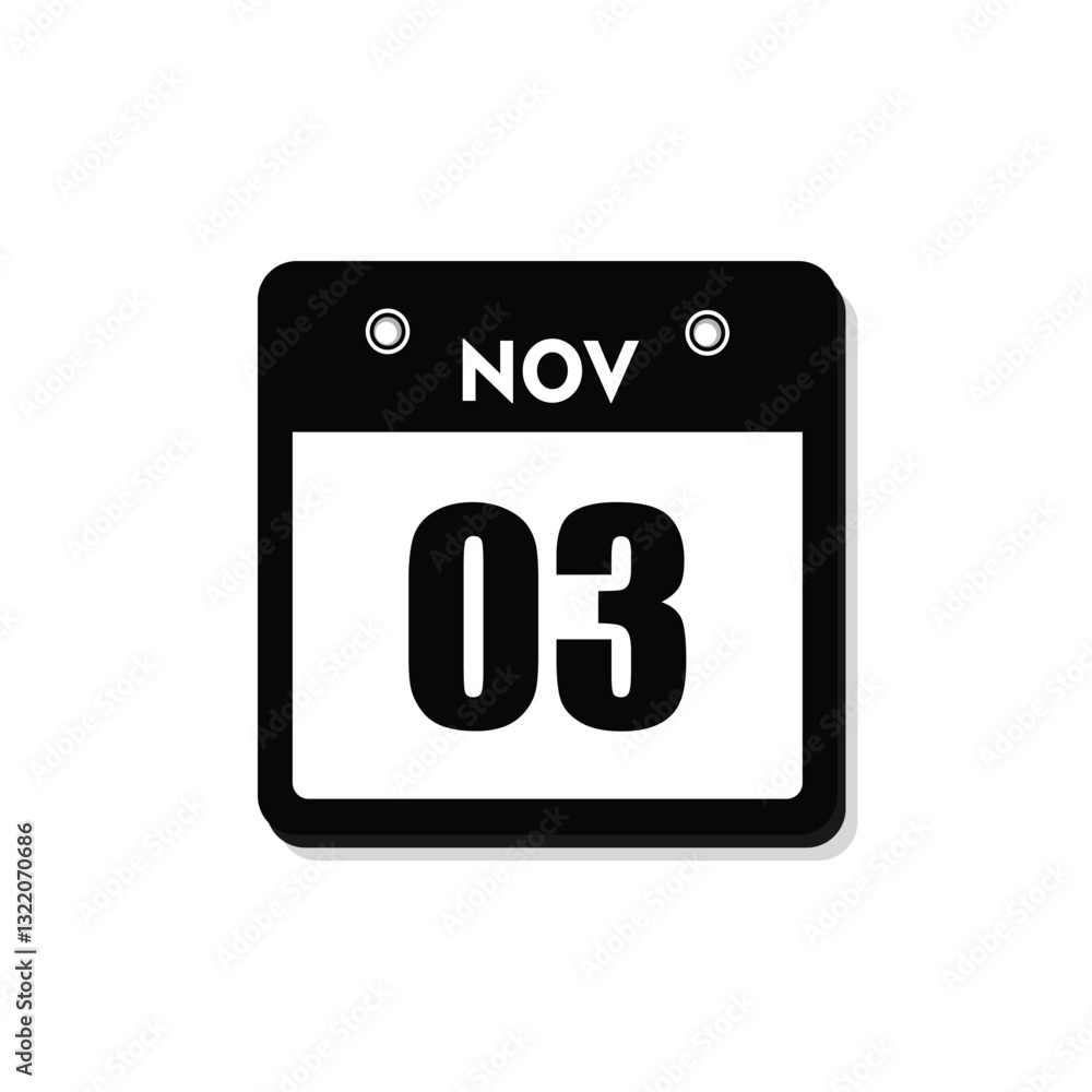 calender icon, 03 november icon with white background calender icon, 03 november icon with white background
