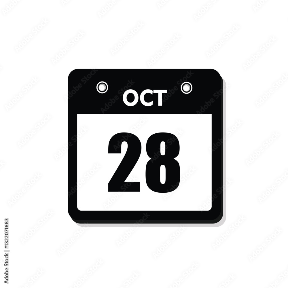 calender icon, 28 october icon with white background calender icon, 28 october icon with white background