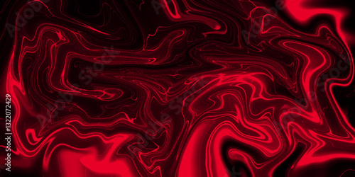 Abstract red and black acrylic pours liquid marble surface design. Acrylic pour onyx marble oil paint background illustration. abstract shiny vivid red silky wavy swirl.