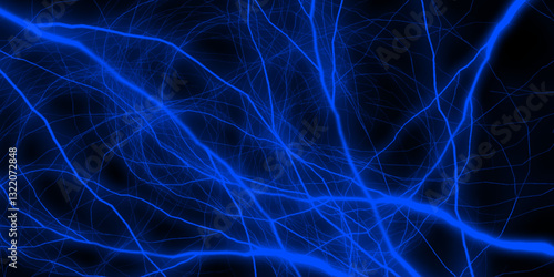 A glowing blue neural network with intricate branching pathways, symbolizing deep learning, artificial intelligence, Abstract Digital Network Background, the concept of electronic connections. 