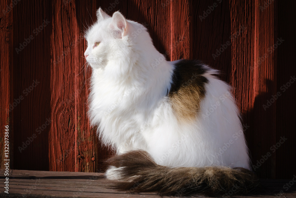 Beautiful white fluffy cat portrait
