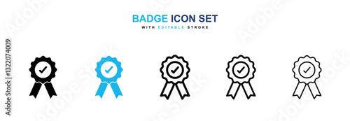 Badge icons vector collection in black and blue colors on white background