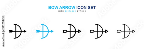 Bow arrow icons vector collection in black and blue colors on white background