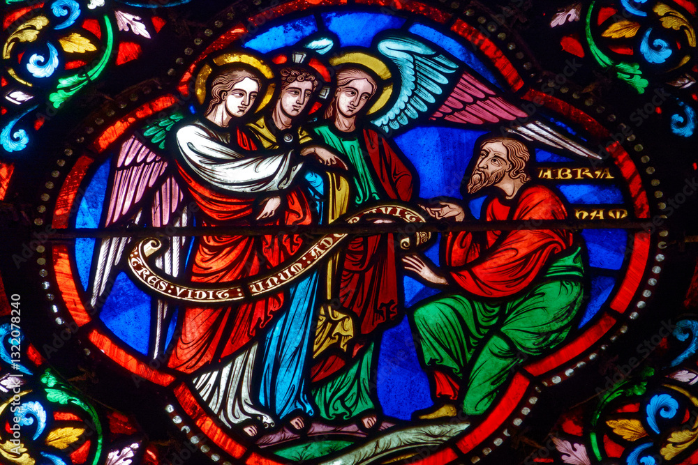 custom made wallpaper toronto digitalStained (19th century) glass of Abraham receives a visit from three angels.