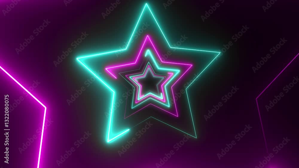 Tunnel with disco style stars, VJ Loop Glowing Disco Tunnel, Neon Star Tunnel animation. Abstract background with neon stars animation. Tunnel with disco style stars, VJ Loop Glowing Disco Tunnel, Neon Star Tunnel animation. Abstract background with neon stars animation.