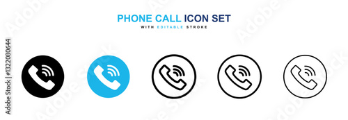 Phone call icons vector collection in black and blue colors on white background