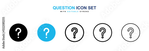 Question icons vector collection in black and blue colors on white background